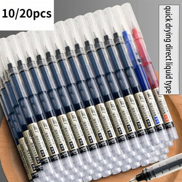 10/20PCS High Quality Needle Type Gel Pens Black Blue Red Ink Straight Liquid Pen Stationery School & Office Supplies
