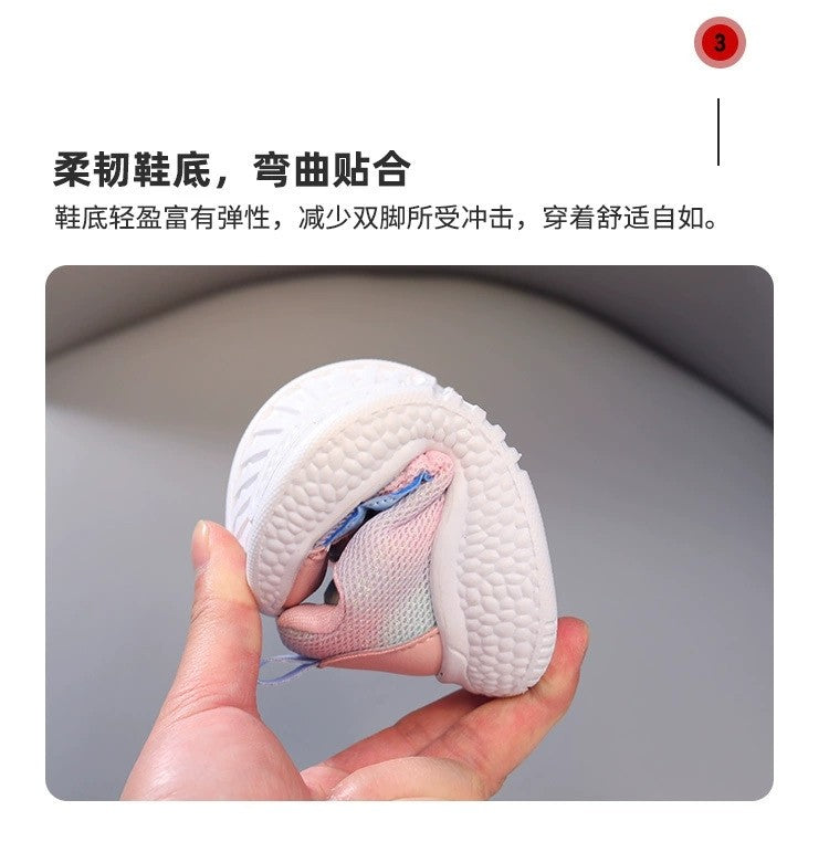 Disney Children Led Shoes Kids Girls Sneakers Frozen Elsa Princess Lighting Shoes Pink Purple Casual Sports Shoes Size 21-31