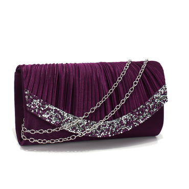Glitter Envelope Desing Women Evening Bags Satin Shoulder Chain Handbags Rhinestones Luxury Prom Banquet Purse