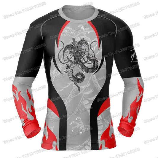 Shenron Long Sleeve Cartoon Anime Game Jersey Beach Shirts Swimwear Diving Gym Shorts MMA BJJ Men Jiu Jitsu Fitness Sets