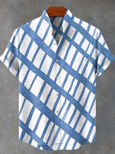 The new men's simple linen short-sleeved shirt has a comfortable and high-quality fabric, with stylish design and fashionable bu