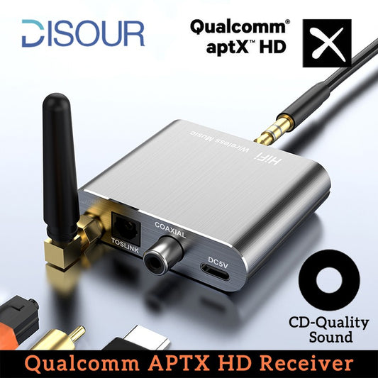 CSR Wireless Receiver APTX-HD BT 5.2 HiFi Stereo Audio Adapter Support Coaxial Optical Fiber aptX-LL For Headphone TV Amplifier