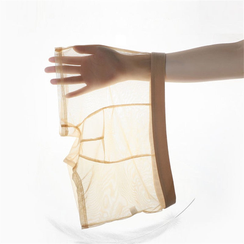 Men Transparent Boxers Bulge Ice Silk See Through Underpants Sexy Mid Waist Panties Lingerie Intimates