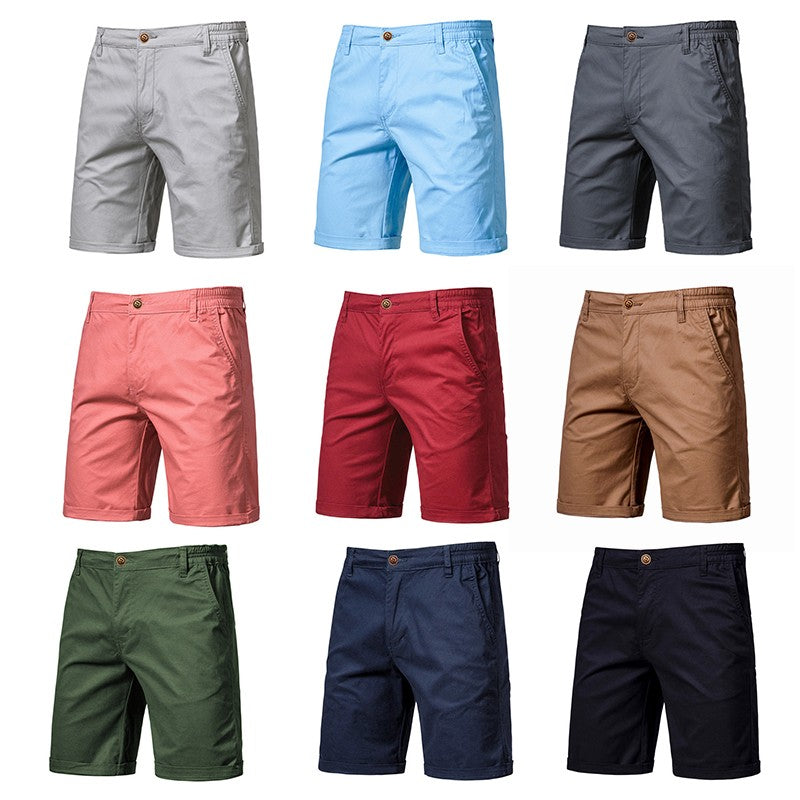 Men Summer Soild Cotton Shorts For Man Casual Business Shorts Elastic Waist Sport Beach Shorts Gym Running Shorts Male Clothing