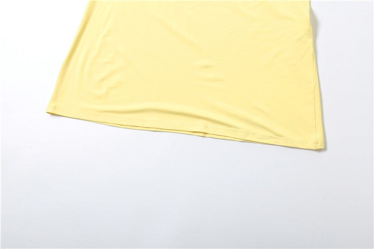 Weird Puss Ruched Irregular Dress Women Mesh Patchwork Slash Neck Short Sleeve S
