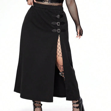 Plus Size Women's Lace Layered Hem Romantic Elegant Vintage Dress Pure Color Slit Fashion Airy Polyester Material