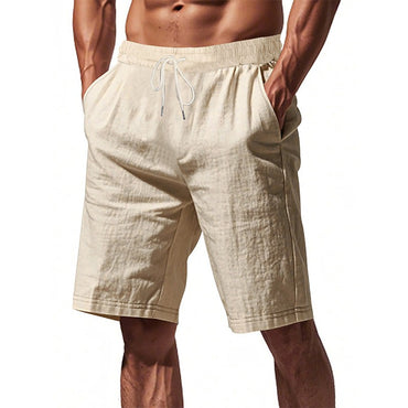 Novos Shorts Masculinos de Algodão e Linho Calças Masculinas de Verão Respiráveis Cor Sólida Calças de Linho Shorts de Praia Fitness Streetwear