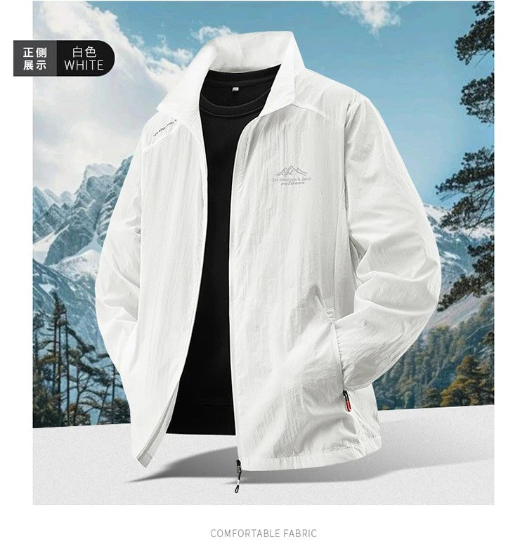 2025 Men's Summer Sun Protection Jacket Ultra-Light Thin Skin-Friendly Breathable UV Proof Fishing Ice Silk Sunscreen Coat