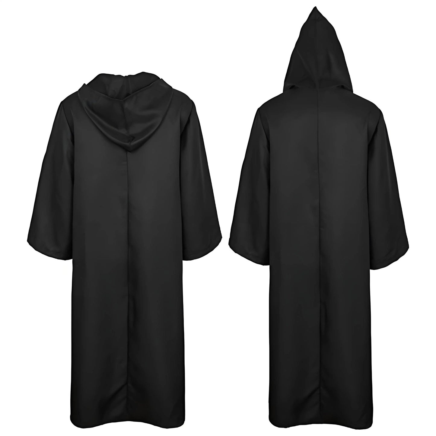 Black Cape Black Cloak Jedi Warrior Costume for Adults, Vampire Cape with Hood, Adult Halloween Cosplay Vampire Christmas Party