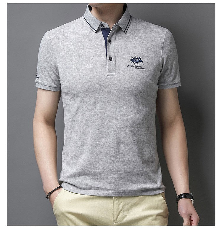 New Summer Embroidered Pure Cotton Men's Luxury Polo Shirt Top Casual Short Sleeved Fashionable Wrinkle Resistant Men's T-shirt