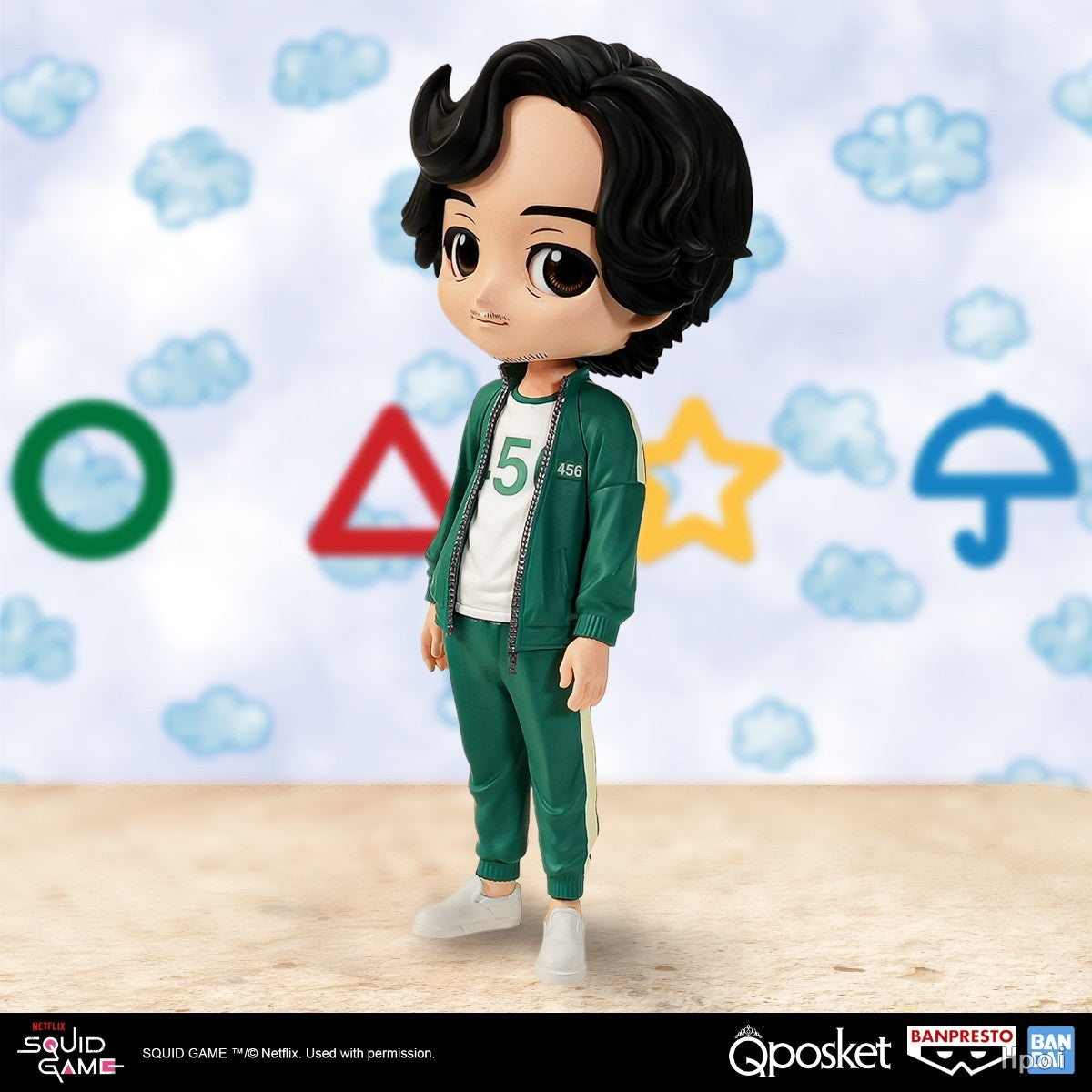 BANPRESTO Genuine Q Posket Series SQUID GAME Modelo de Brinquedo Cheng Qixun, Jiang Xiao Versão Q-version Humanoide, Todas as Idades, Brinquedo Modelo de Cenário