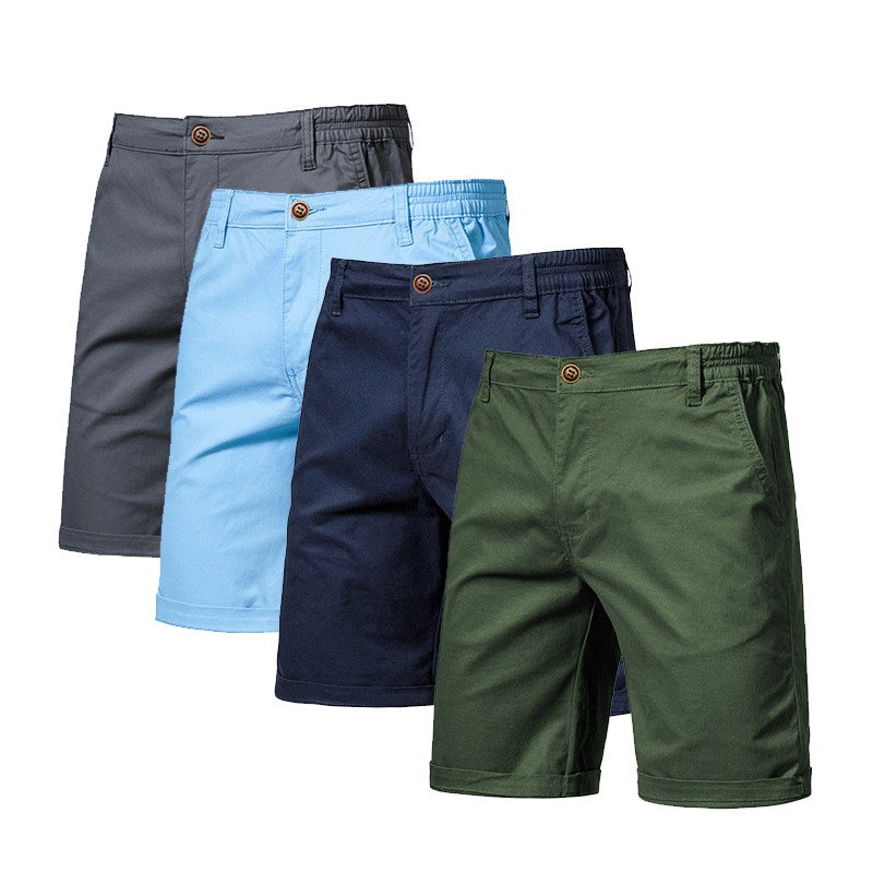 Men Summer Soild Cotton Shorts For Man Casual Business Shorts Elastic Waist Sport Beach Shorts Gym Running Shorts Male Clothing