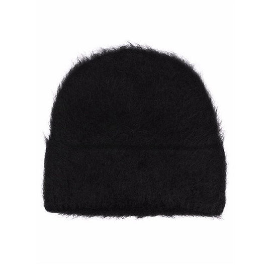 Gorros de Lã de Alpaca Fofos Femininos, Chapéu Quente de Malha, Gorro de Inverno, Cor Sólida, Outono Inverno