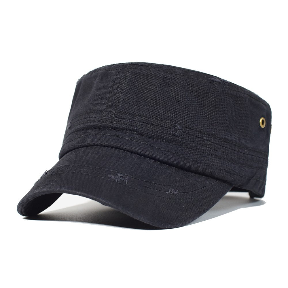 Boné Militar de Algodão Lavado Four Seasons Unissex Design Exclusivo Chapéu Vintage de Topo Plano