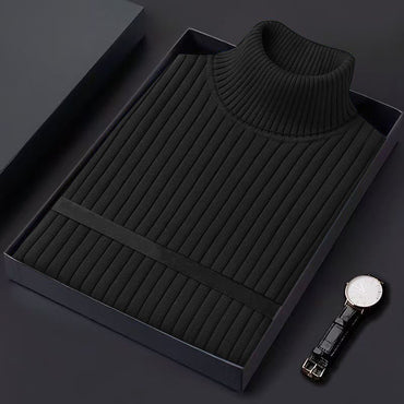 Autum Men's Slim Fit Pullover Sweaters Long Sleeve Turtleneck Sweater Casual Stripe Knitted Winter Warm Outdoor Streetwear