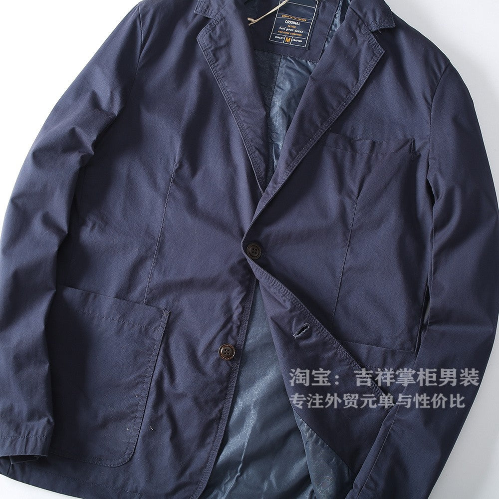 Turkey High Quality 100% Cotton Yarn Washed Breathable Autumn Men's Casual Blazer Suit Light Versatile Suit Coats Citboys Cool