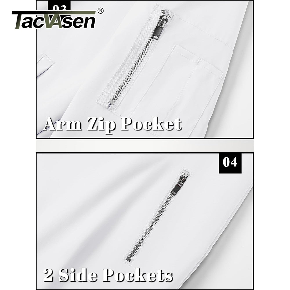 TACVASEN Men's Bomber Jacket Summer Autumn Thin Lightweight Casual Windbreaker Multi-pockets Full Zip Up Varsity Baseball Jacket