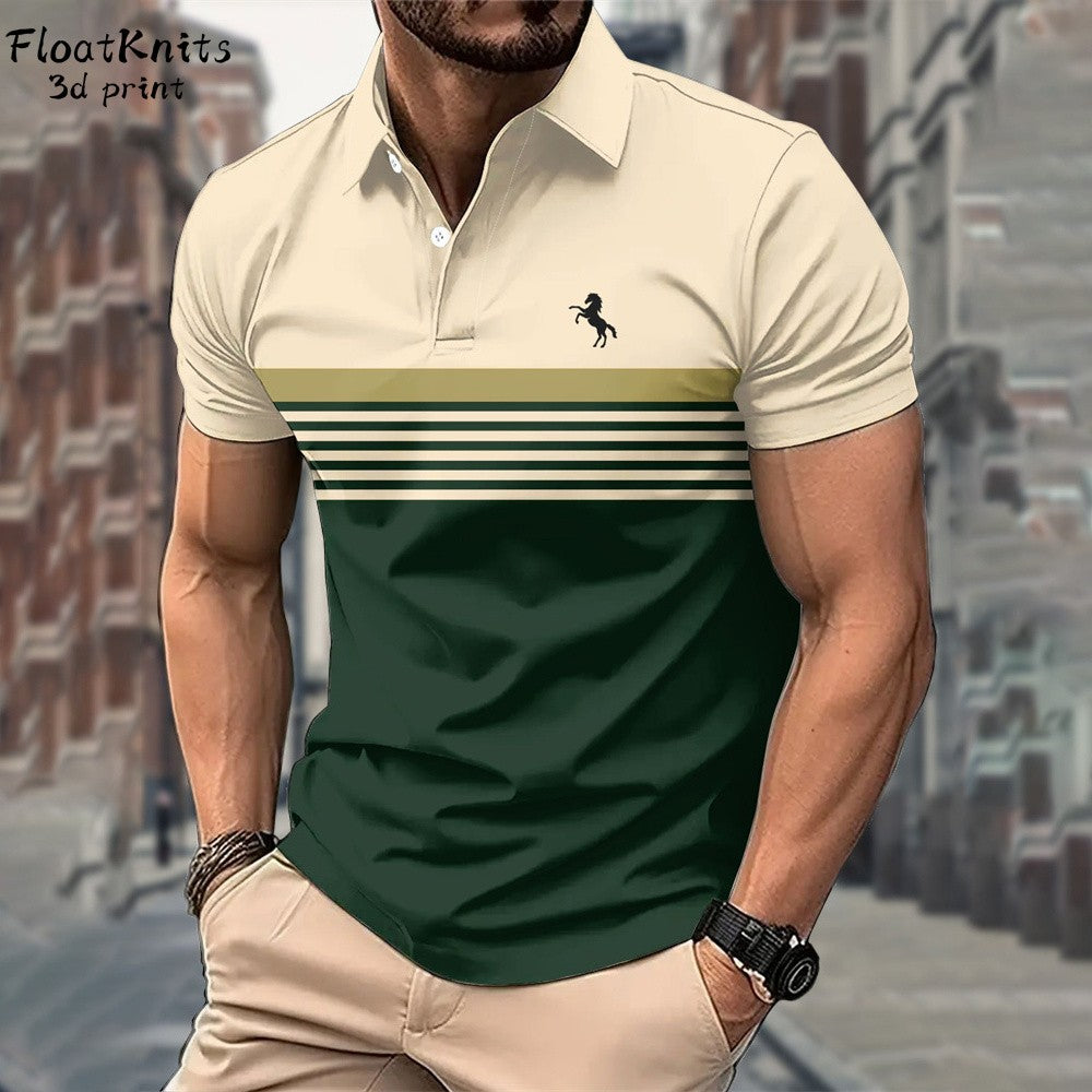 Minimalist Striped Polo Shirts for Men Business Men's Clothing Lapel Short Sleeve Tee New in Tops & Tees Summer T-Shirts for Men