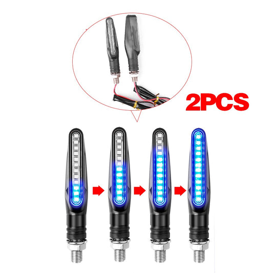 2PCS LED Motorcycle Turn Signals Light 12 SMD Tail Flasher Flowing Water Blinker IP68 Bendable Motorcycle Flashing Lights