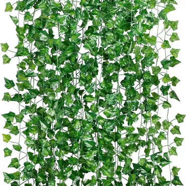2.1M Green Ivy Leaf Hanging Vine Artificial Garland Silk Wall Plant Home Garden Decoration Wedding Party DIY Fake Wreath Leaves