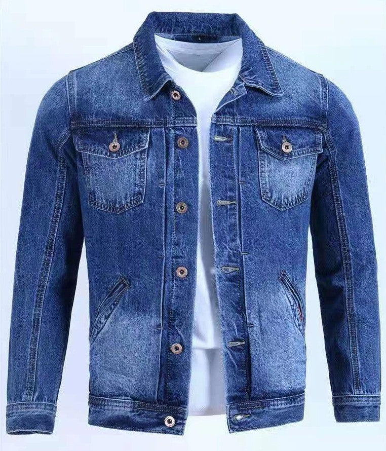 Blue Male Jean Coats Button Pocket Men's Denim Jacket Autumn Cowboy G Winter Oversize Branded Size L Outwear Clothing New in Y2k