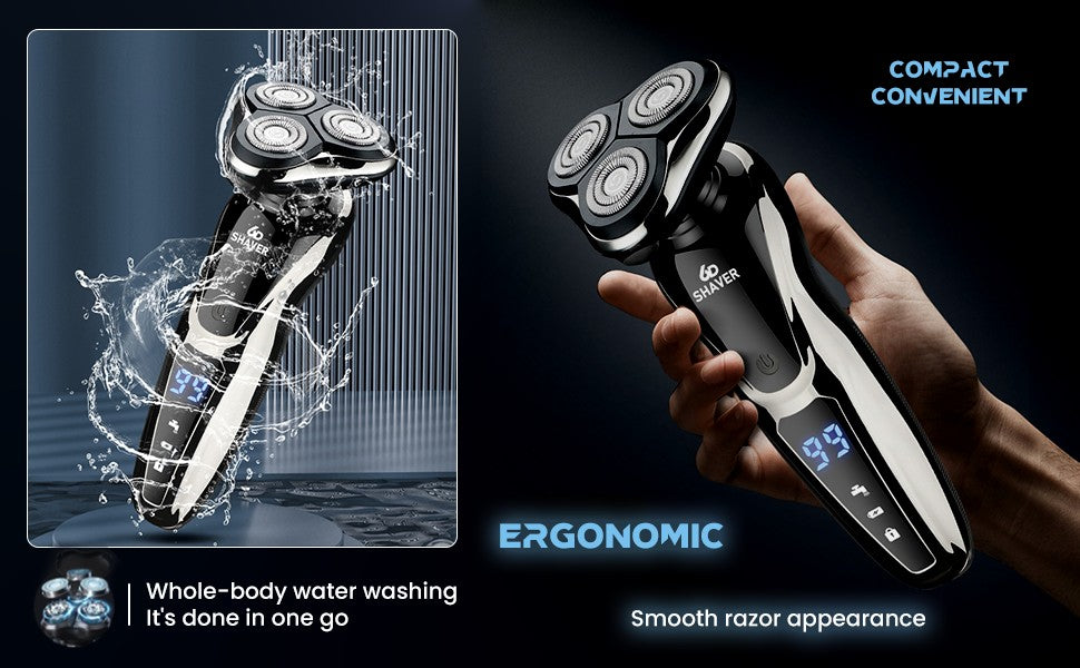 2025 New Digital Display Shaver Electric Razor Full-body Washing USB Charging Multi-functional Beard Razor