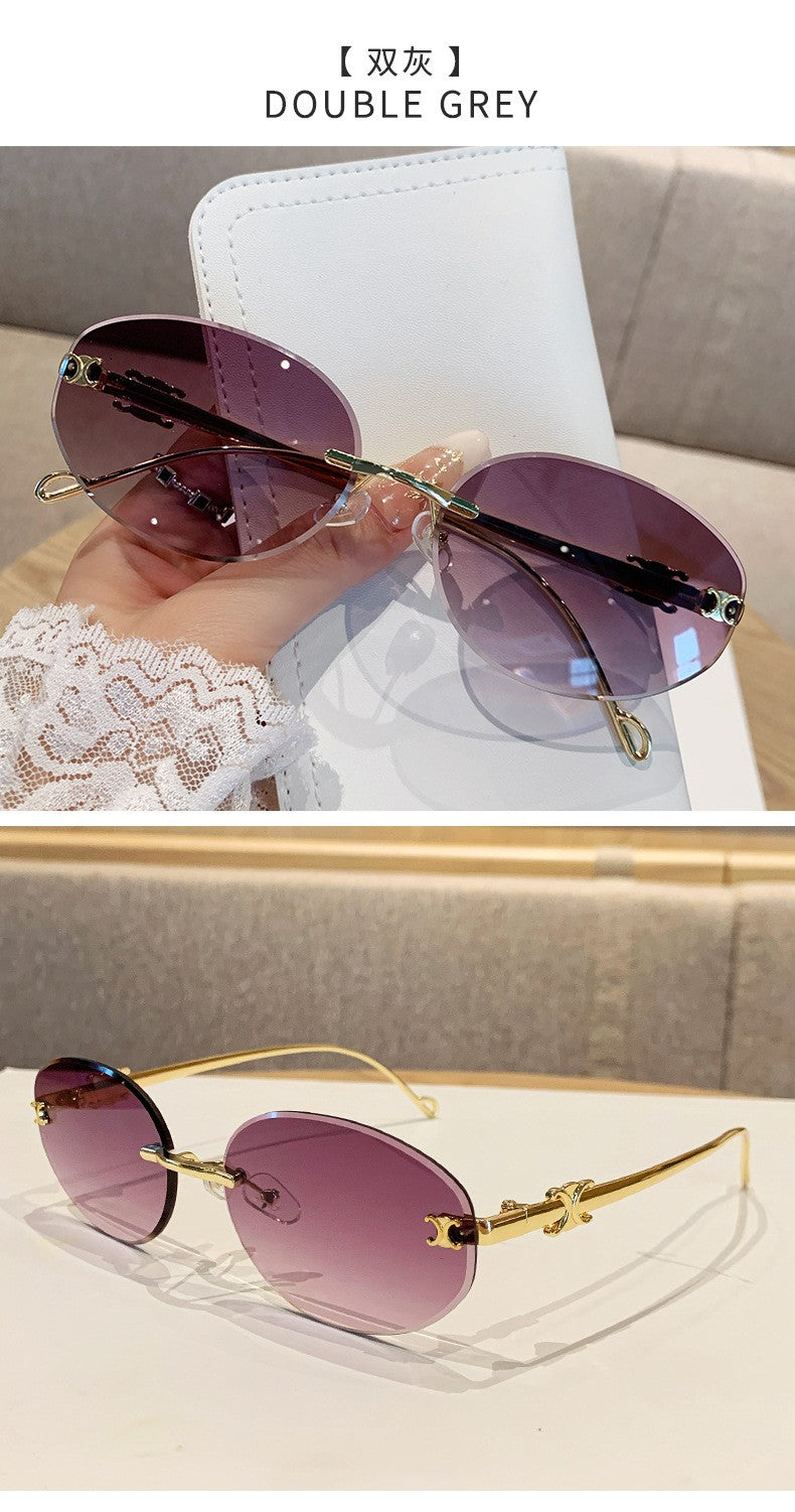 Fashion Rimless Sunglasses Women Trendy Gradient Lens Frameless Square Sun Glasses Female Retro Punk Shades UV400 Eyewear 308336