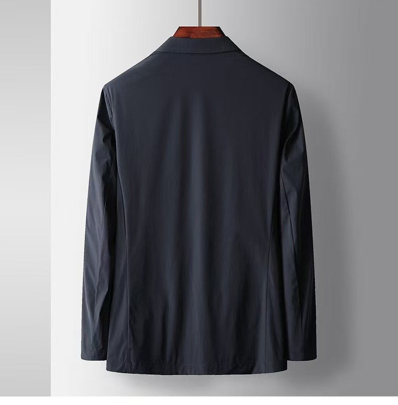 2025 Spring and Summer New Men's Casual Suit Light and Thin Elastic Middle aged Anti Wrinkle and Non Ironing Suit Coat Sunscreen