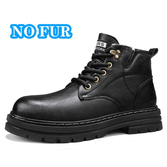 Luxury Brand Men's Lace-Up Shoes Winter Classic Mens High Top Boots Man Korean Version Casual Shoes Male Leather Fashion Boots