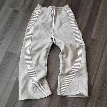 Women's Fleece Lined Loose Straight Leg Sports Casual Pants Autumn Winter Fashion Trendy Polyester Long Trousers Comfortable