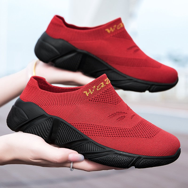 Men And Woman Sneakers Couples Slip On Half Shoes Comfortable Ankle Sock Shoes Increase Height Casual Shoes Size 35-47