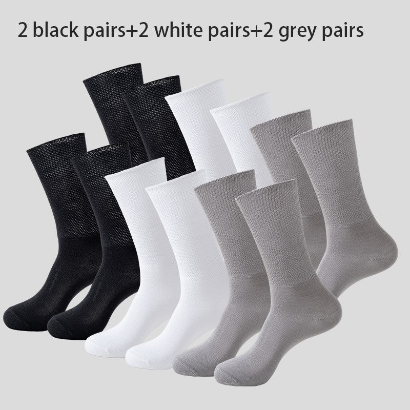 6Pairs Comfortable and Supportive Diabetic Socks for Men Moisture wicking Fabric Non-binding Top business socks
