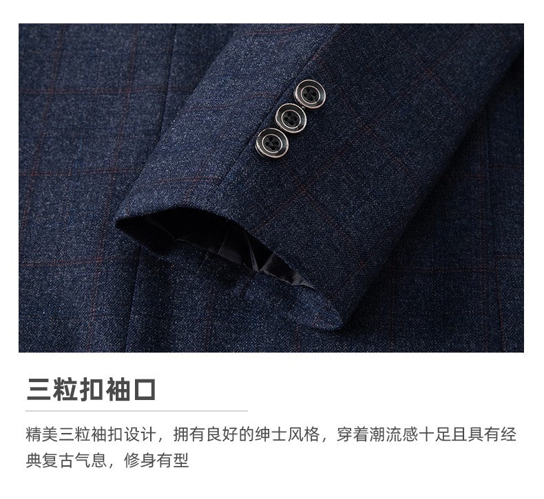 New Men's Blazer Fashion Middle-aged Business Casual Professional Wear Casual Loose British Style Sub-trend Four Seasons Suit