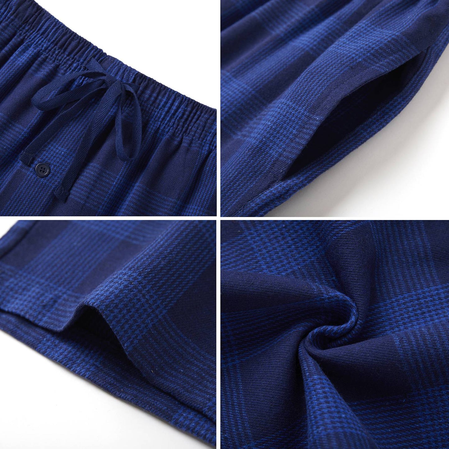 3pcs Mens Pajamas Pants with Pockets Flannel Soft Warm Plaid Pajamas Bottoms Autumn and Winter Daily Loungewear Sleepwear