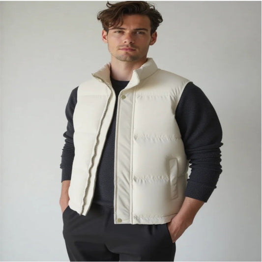 New fashion casual down sleeveless warm jacket, winter outdoor sports cotton jacket, vest trendy brand printed sleeveless jacket