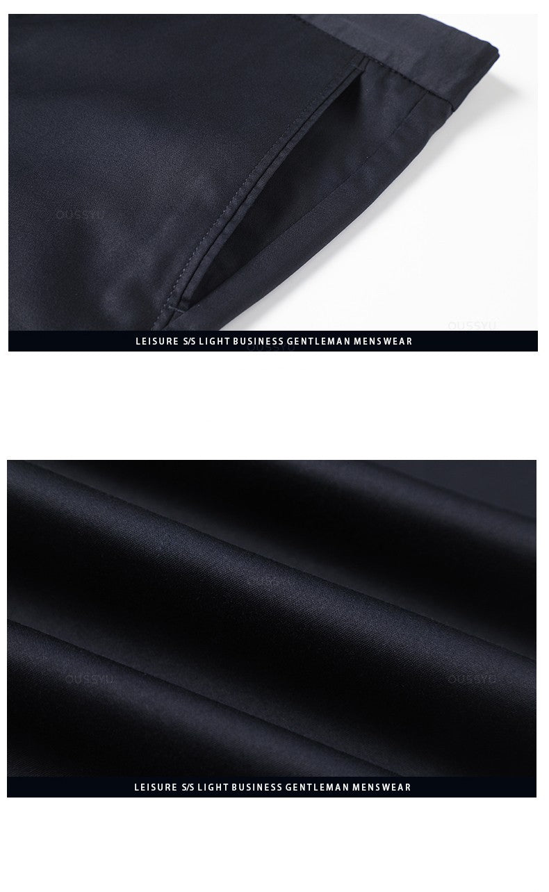 Spring Summer Straight Suit Pants Men Cotton Business Stretch Royal Blue Khaki Black Thin Office Formal Trousers Male Size 40 42