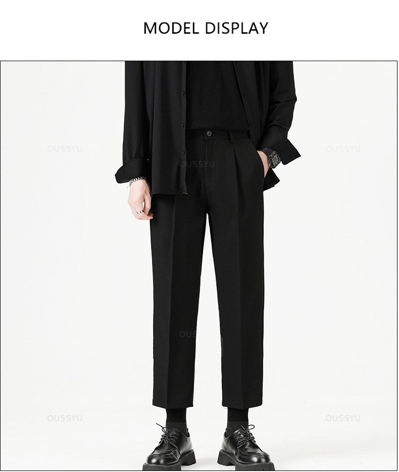 Brand Clothing Smooth Suit Pants Men Business Thin Formal Ankle Length Work Pant Korean Casual Long Trousers Male Oversized 40