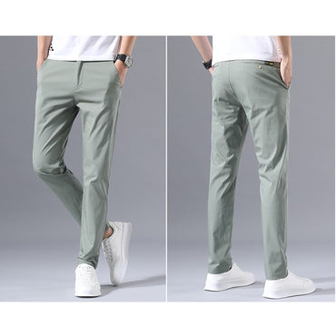 Fashion Men's Business Socialite Casual Pants Khaki Light-green Straight Leg Trousers Classic Slim Fit Hot Sale Thin Pants Male