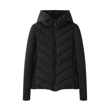 Taop&Za women's long sleeved stand up collar winter new design sense short slim fit hooded patchwork cotton jacket