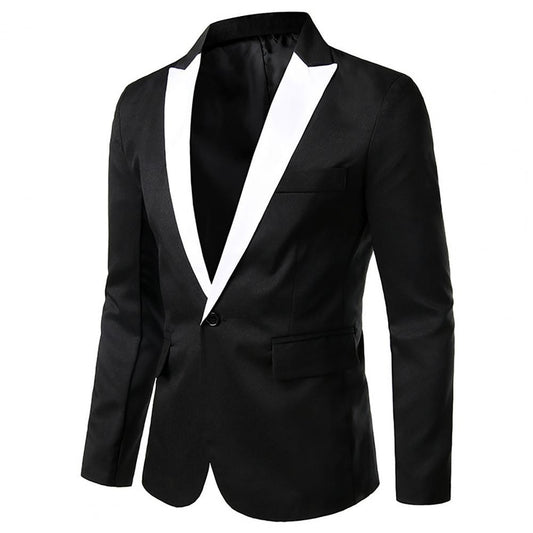 Men Formal Loose Contrast Color Suit Coat Classic Men Suit Coat