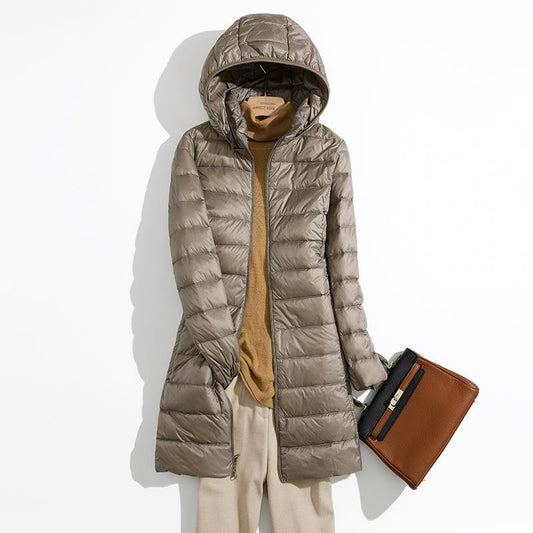 Plus Size 5xl 6xl 7xl Fall Women's Autumn Winter Ultra Lightweight Packable Long Puffer Jacket Female Hooded Korean Slim Coat