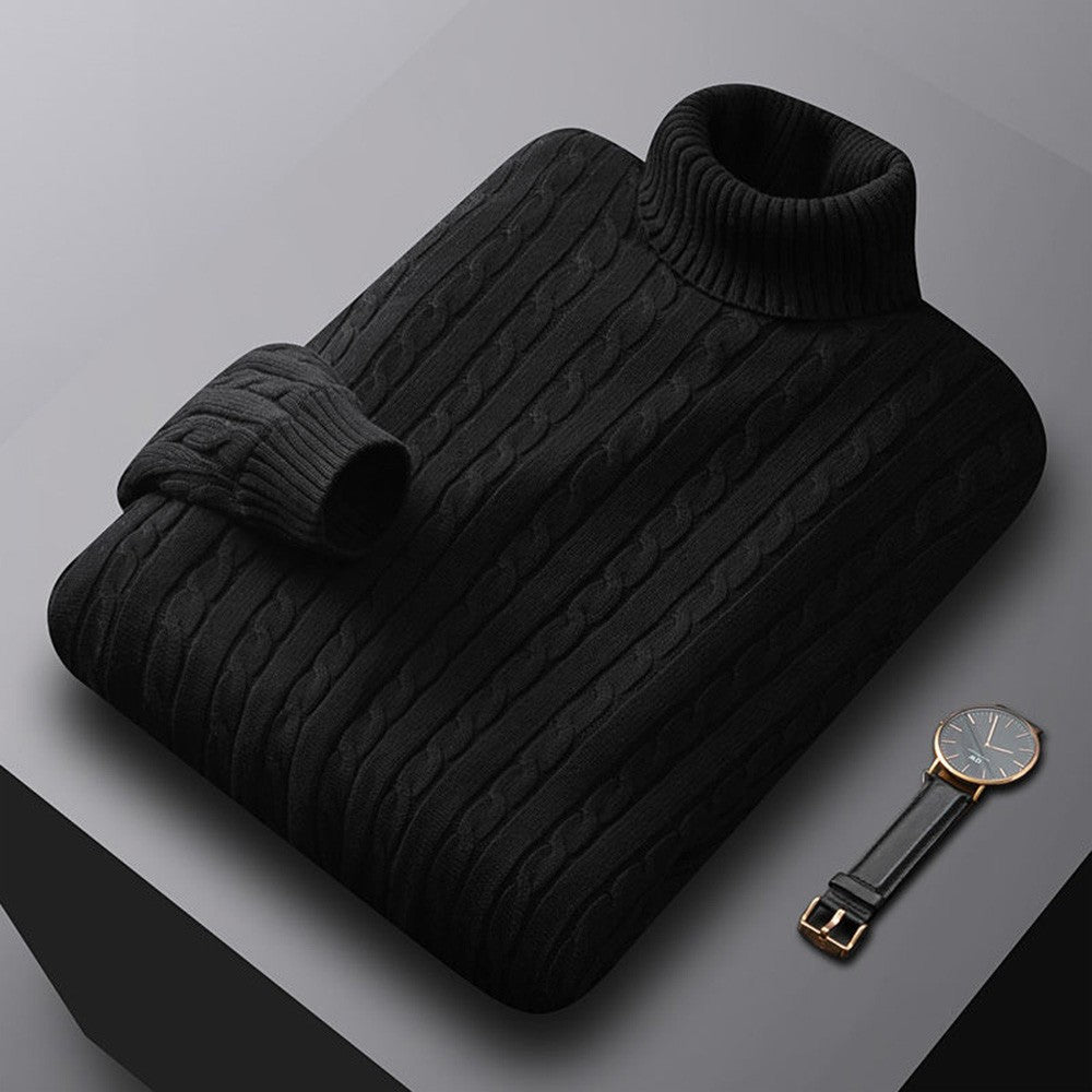 New Men's Turtleneck Sweater Solid Color High Neck Pullover Knitted Sweaters Casual Elastic Sweatwear Mens Fall Winter