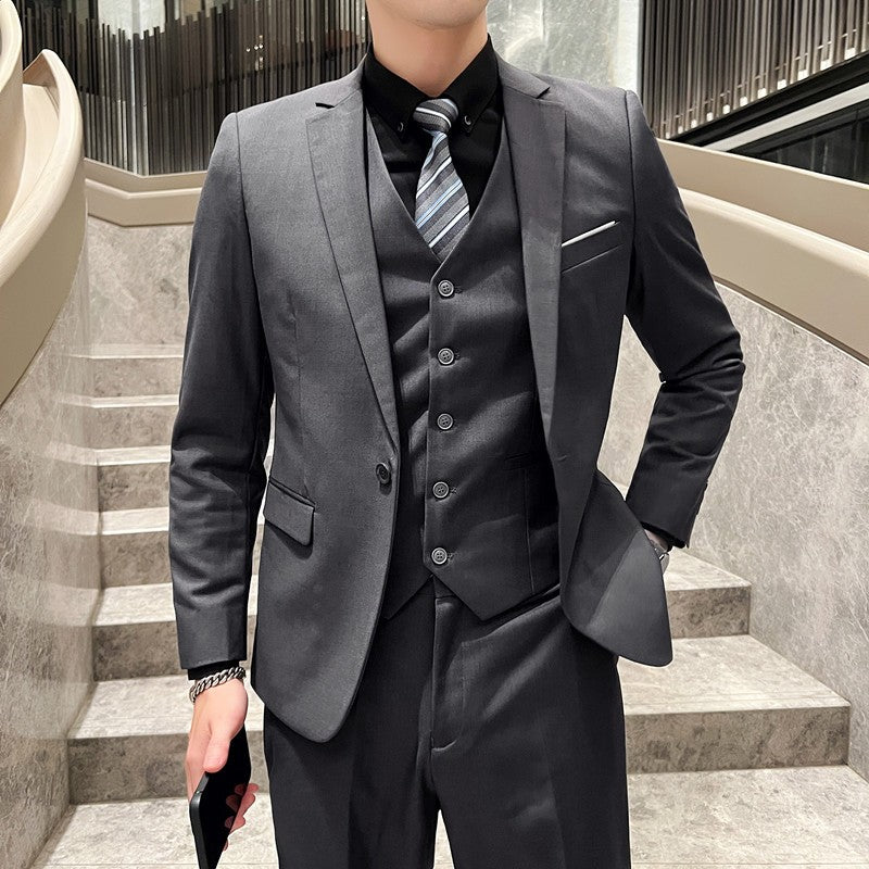 Men's High-Quality 3-Piece Business Casual Wedding Suit Vest Trousers Set Handsome Fashion Banquet Clothing S-6XL