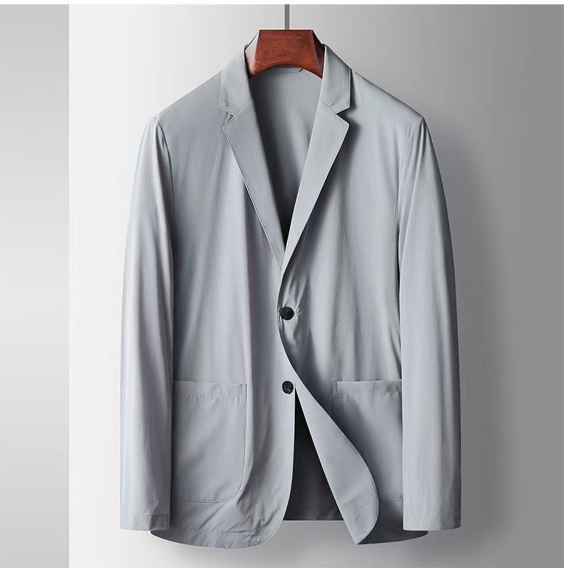 2025 Spring and Summer New Men's Casual Suit Light and Thin Elastic Middle aged Anti Wrinkle and Non Ironing Suit Coat Sunscreen