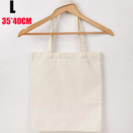 3 Sizes Shopping Canvas Bag Plain Cotton Large Capacity Bags Portable Storage Pouch Lightweight Shoulder Bag Solid Color Handbag