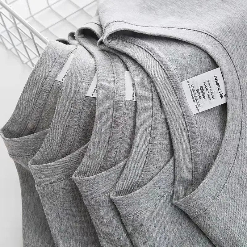 Cotton Solid Color Long-sleeved T-shirt Spring Autumn O-neck Bottoming Tops Men Women Purple Heavy Casual T-shirts for Couples