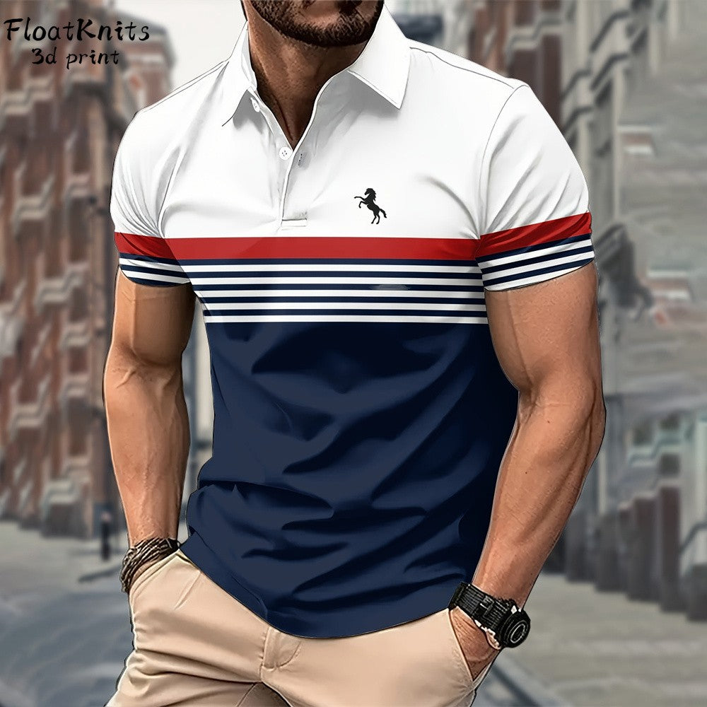 Minimalist Striped Polo Shirts for Men Business Men's Clothing Lapel Short Sleeve Tee New in Tops & Tees Summer T-Shirts for Men