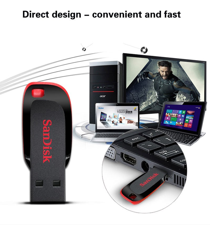 100% Original SanDisk 64GB USB Flash Drive 32GB USB Disk 16GB USB2.0 Mini Pen Drive Pendrive Memory Stick U Disk for computer