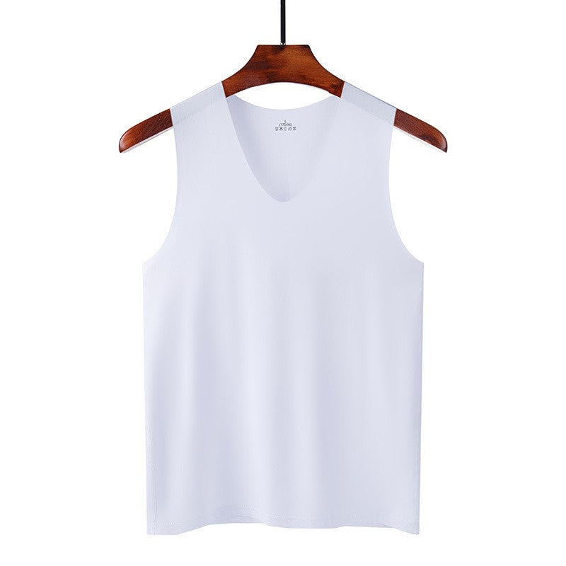 Summer Men's Non-Marking Ice Silk Undershirt Men's Slim Sports Fitness Cross-Body Bottoming Sleeveless Breathable Comfortable