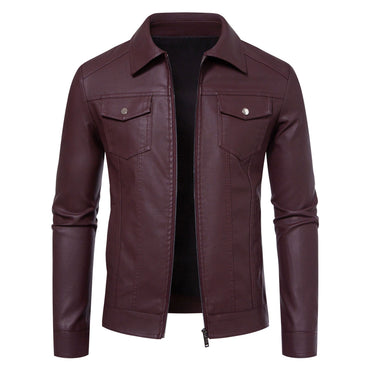 Men's Leather Jacket 2025 New Spring Autumn Winter Korean Style Slim Fit Trendy Fleece Lined Thickened Motorcycle Jacket Men's